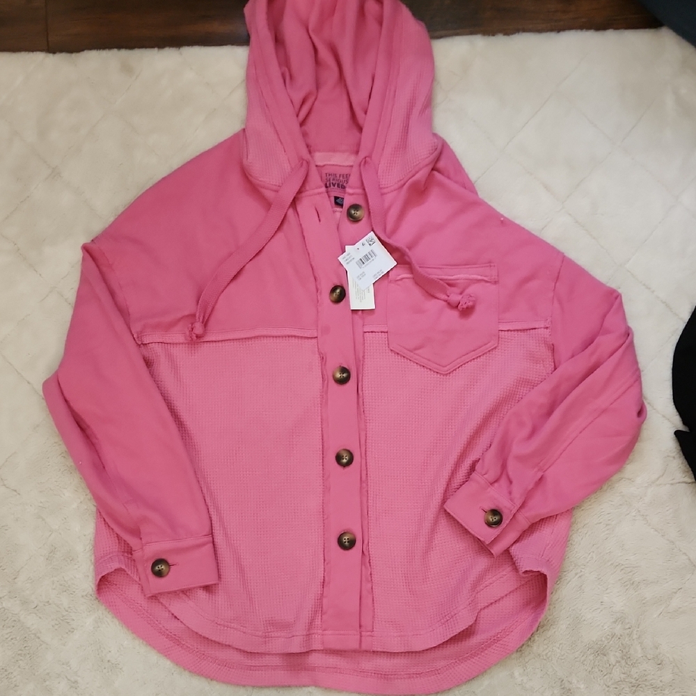 American Eagle Button Down Waffle Hoodie